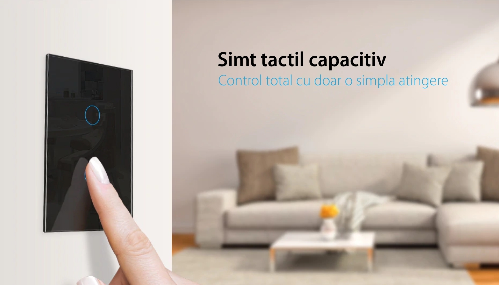 Intrerupator cu touch pentru draperie Livolo din sticla, Standard italian