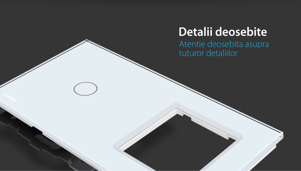 Intrerupator simplu ZigBee + priza simpla ZigBee, Livolo cu rama din sticla, Control de pe telefon