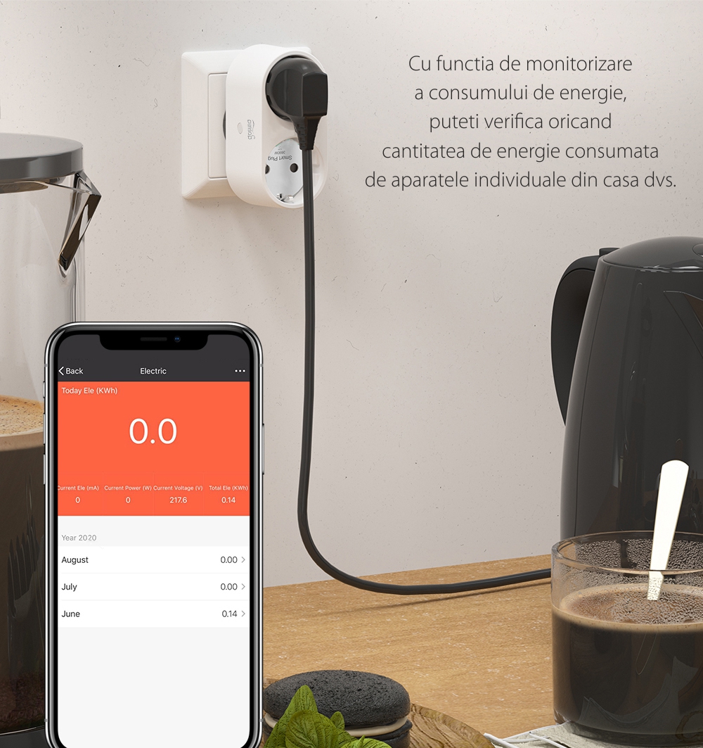 Priza smart dubla Gosund SP211, Control prin aplicatie, Programare si timer Putere max. 3680 W, Curent 16 A