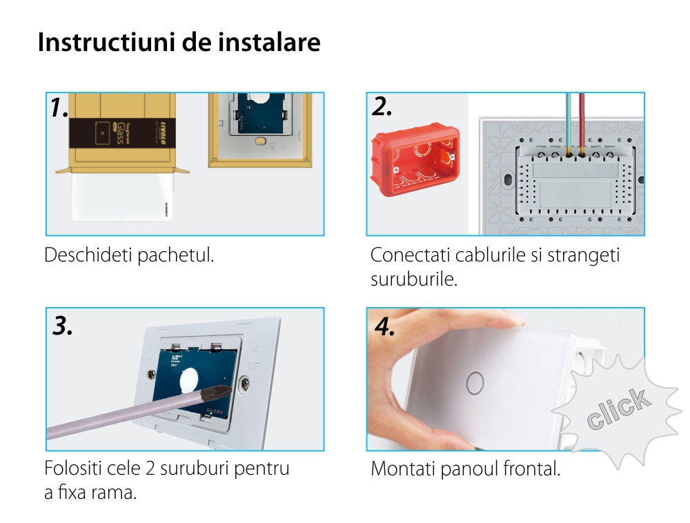 Buton sonerie cu touch Livolo din sticla, Standard italian