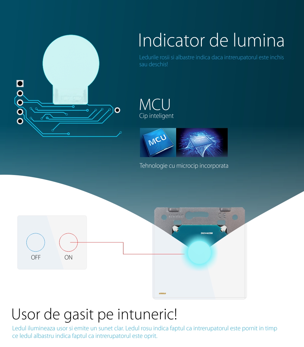 Intrerupator simplu cap scara / cap cruce ZigBee + priza simpla Livolo ZigBee, Rama din sticla, Control de pe telefon