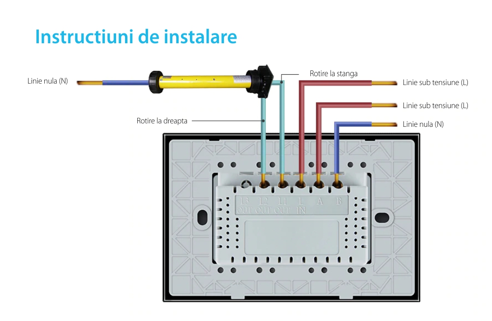 Intrerupator cu touch pentru draperie Livolo din sticla, Standard italian