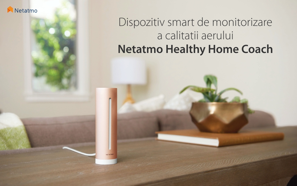 Dispozitiv de masurare a calitatii aerului Netatmo Home Coach, Temperatura, Umiditate, CO2, Zgomot