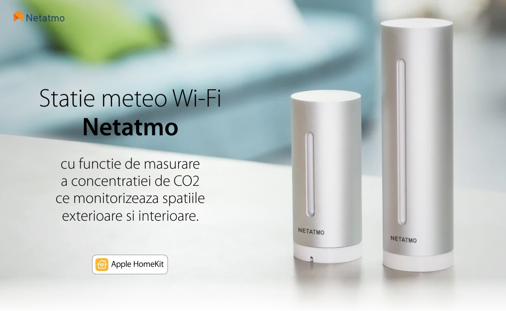 Statie meteo Netatmo, Wireless, Monitorizare temperatura, umiditate, presiune atmosferica, Afisare date in aplicatie