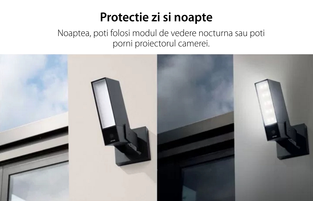 Camera de supraveghere pentru exterior Netatmo Presence, Wi-Fi, Proiector LED, Vedere nocturna, 4 MP, Rezolutie 1080P