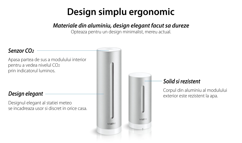 Statie meteo Netatmo, Wireless, Monitorizare temperatura, umiditate, presiune atmosferica, Afisare date in aplicatie