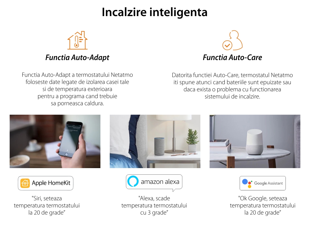 Termostat Wi-Fi inteligent Netatmo, Control de la distanta, Programare, Eficienta energetica