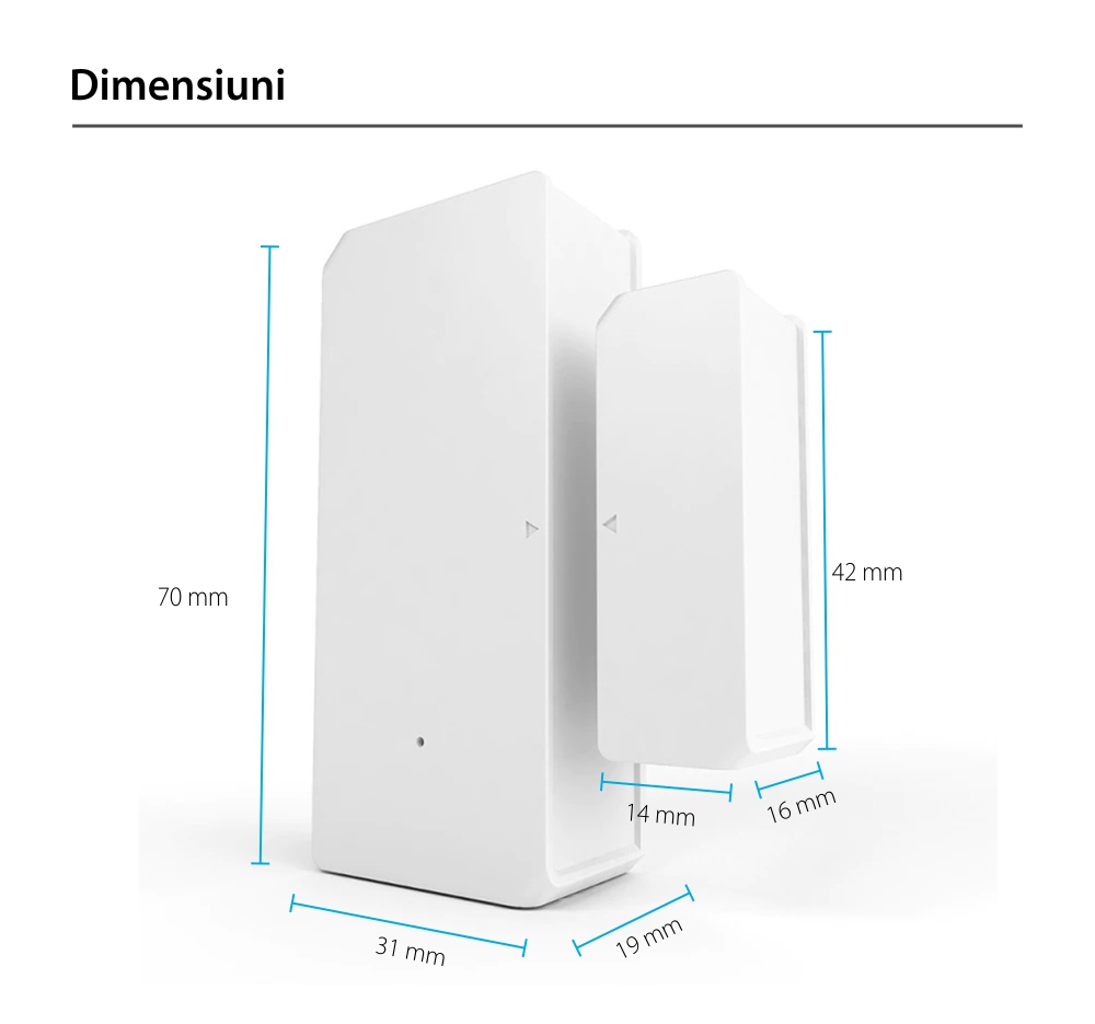 Senzor pentru usi si ferestre Sonoff DW2, Wi-Fi, Notificari si control din aplicatie