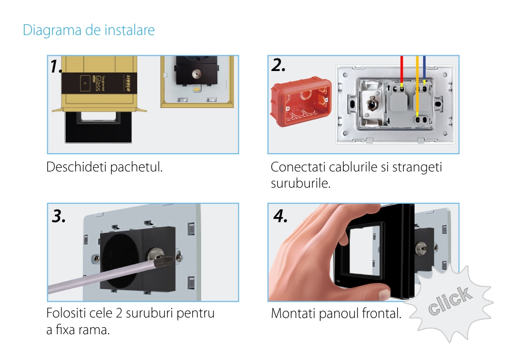 Priza simpla din rama de sticla Schuko cu TV Livolo