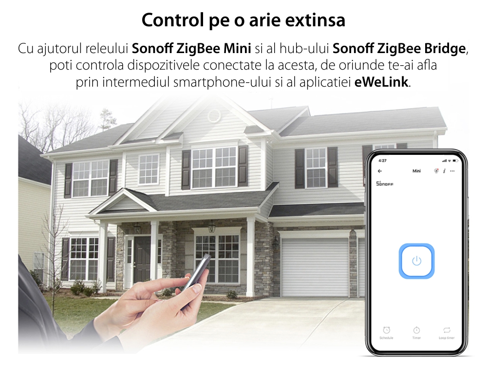 Releu Sonoff ZigBee Mini, Programare, Control de la distanta, Protocol ZigBee 3.0