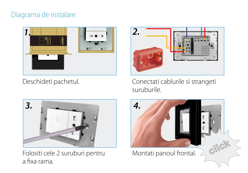 Intrerupator simplu + priza Livolo cu rama din sticla, Standard italian