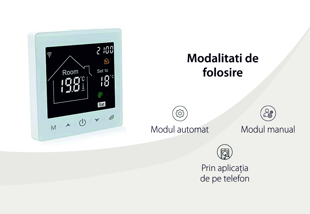 Termostat Wi-Fi pentru incalizare electrica in pardoseala BeOk TR9B-WIFI-EP