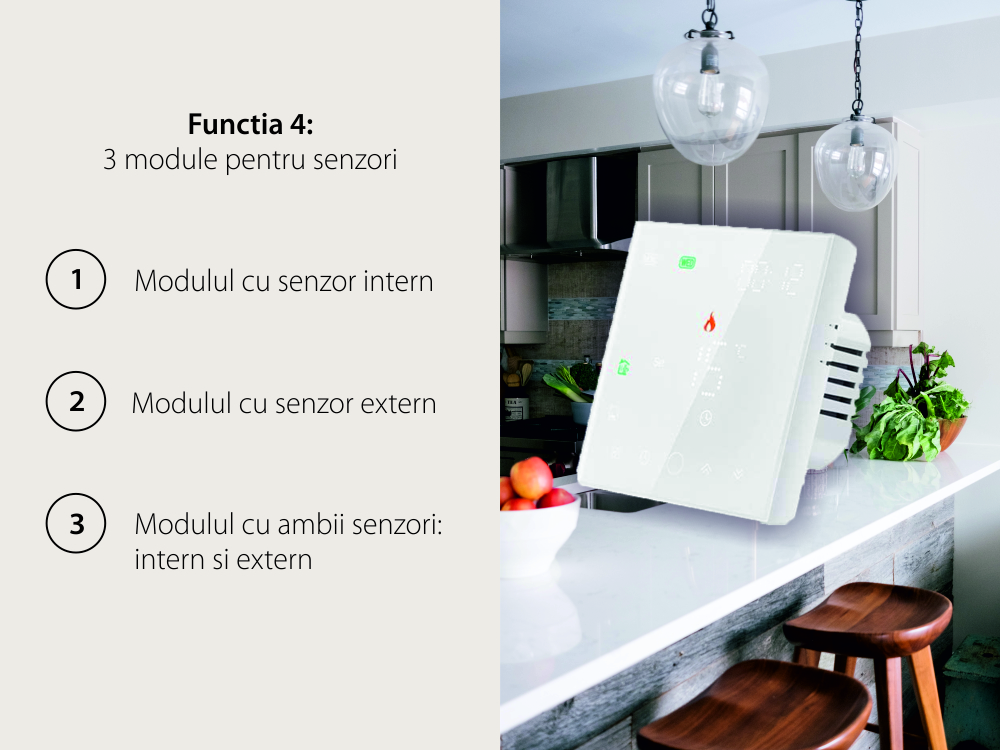 Termostat Wi-Fi pentru incalzirea electrica in pardoseala BeOk TGW003-WIFI-EP