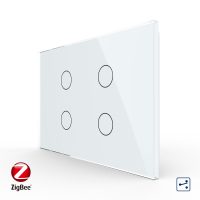 Intrerupator cvadruplu cap scara / cap cruce cu touch Livolo din sticla, standard Italian, protocol ZigBee – Serie noua