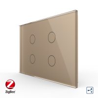 Intrerupator cvadruplu cap scara / cap cruce cu touch Livolo din sticla, standard Italian, protocol ZigBee – Serie noua