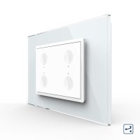 Intrerupator cvadruplu cap scara / cap cruce cu touch Livolo cu rama din sticla, standard Italian – Serie noua