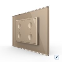 Intrerupator cvadruplu wireless cu touch Livolo cu rama din sticla, standard Italian – Serie noua culoare aurie