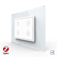 Intrerupator cvadruplu cap scara / cap cruce cu touch Livolo cu rama din sticla, standard Italian, protocol ZigBee – Serie noua