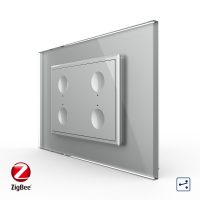 Intrerupator cvadruplu cap scara / cap cruce cu touch Livolo cu rama din sticla, standard Italian, protocol ZigBee – Serie noua