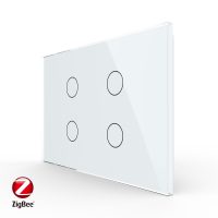 Intrerupator cvadruplu cu touch Livolo din sticla, standard Italian, protocol ZigBee – Serie noua