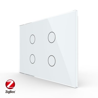 Intrerupator cvadruplu cu touch Livolo din sticla, standard Italian, protocol ZigBee – Serie noua