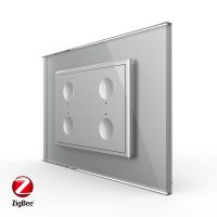 Intrerupator cvadruplu cu touch Livolo cu rama din sticla, protocol ZigBee, standard Italian – Serie noua