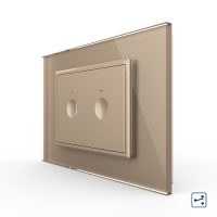 Intrerupator dublu cap scara / cap cruce cu touch Livolo cu rama din sticla, standard Italian – Serie noua culoare aurie