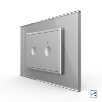 Intrerupator dublu cap scara / cap cruce cu touch Livolo cu rama din sticla, standard Italian – Serie noua culoare gri