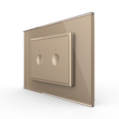 Intrerupator dublu cu touch Livolo cu rama din sticla, standard Italian – Serie noua culoare aurie