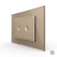 Intrerupator dublu wireless cu touch Livolo cu rama din sticla, standard Italian – Serie noua culoare aurie