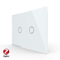 Intrerupator dublu cu touch Livolo din sticla, standard Italian, protocol ZigBee – Serie noua