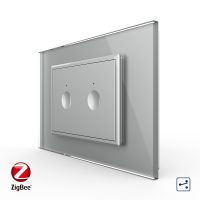 Intrerupator dublu cap scara / cap cruce cu touch Livolo cu rama din sticla, standard Italian, protocol ZigBee – Serie noua