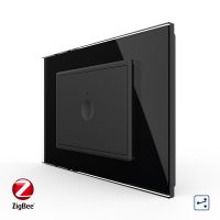 Intrerupator simplu cap scara / cap cruce cu touch Livolo cu rama din sticla, standard Italian, protocol ZigBee – Serie noua