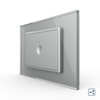 Intrerupator simplu cap scara / cap cruce cu touch Livolo cu rama din sticla, standard Italian – Serie noua