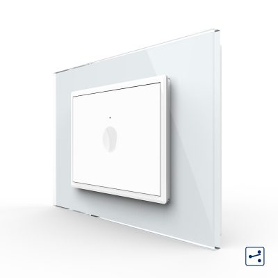 Intrerupator simplu cap scara / cap cruce cu touch Livolo cu rama din sticla, standard Italian – Serie noua