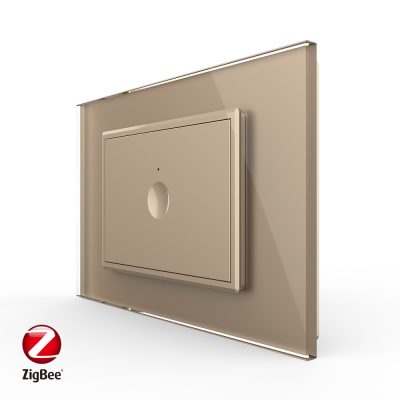 Intrerupator simplu cu touch Livolo cu rama din sticla, protocol ZigBee, standard Italian – Serie noua culoare aurie