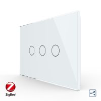 Intrerupator triplu cap scara / cap cruce cu touch Livolo din sticla, standard Italian, protocol ZigBee – Serie noua