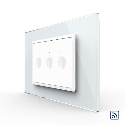 Intrerupator triplu wireless cu touch Livolo cu rama din sticla, standard Italian – Serie noua