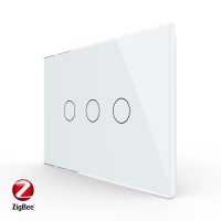 Intrerupator triplu cu touch Livolo din sticla, standard Italian, protocol ZigBee – Serie noua