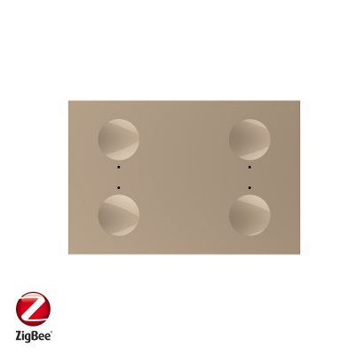 Modul intrerupator cvadruplu cu touch Livolo, protocol ZigBee, standard Italian, Serie noua culoare aurie