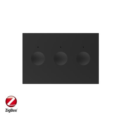 Modul intrerupator triplu cu touch Livolos, protocol ZigBee, standard Italian, Serie noua culoare neagra