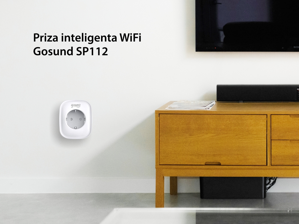 Priza inteligenta Gosund SP112, Wi-Fi, 3600W, 2 x USB, Control aplicatie, Programare, Monitorizare consum