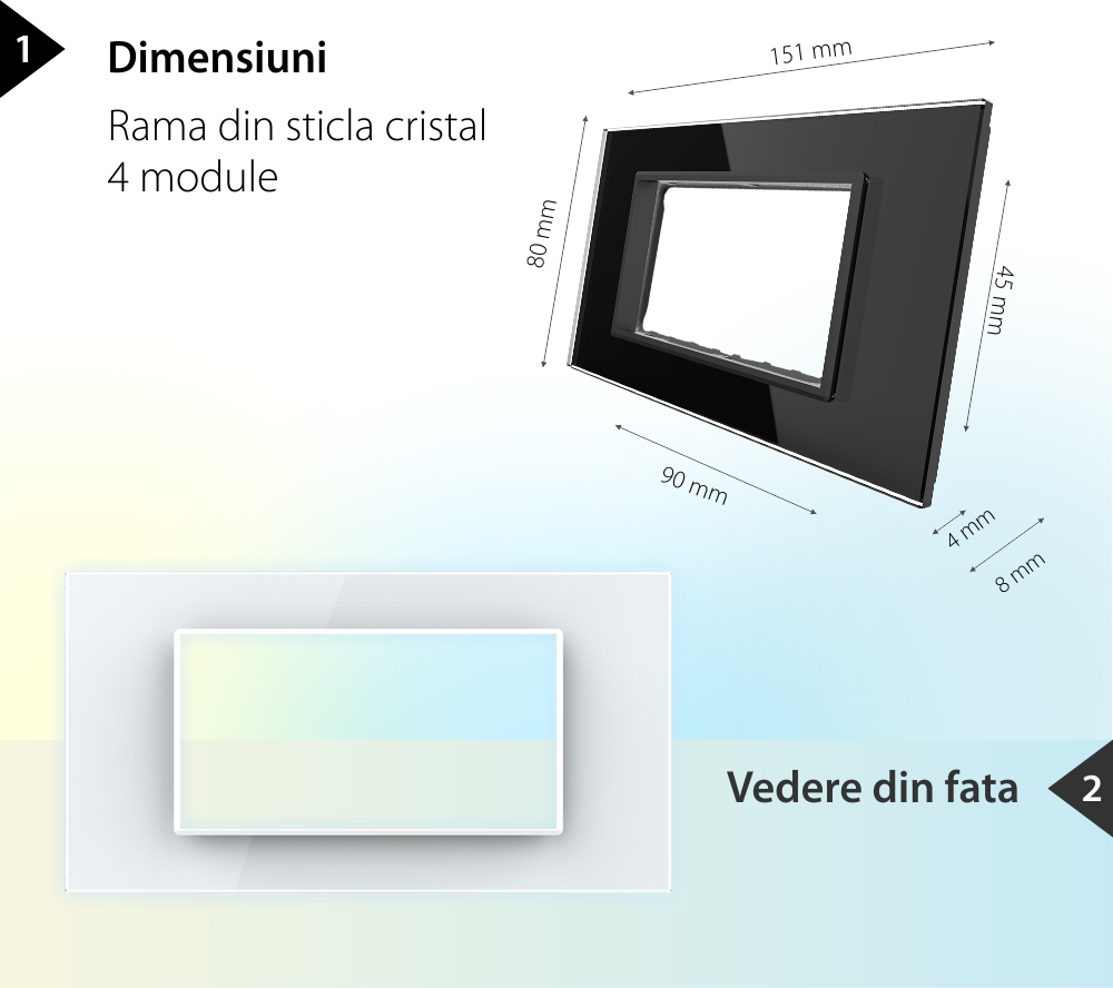 Rama din sticla Livolo 4 module – Serie noua