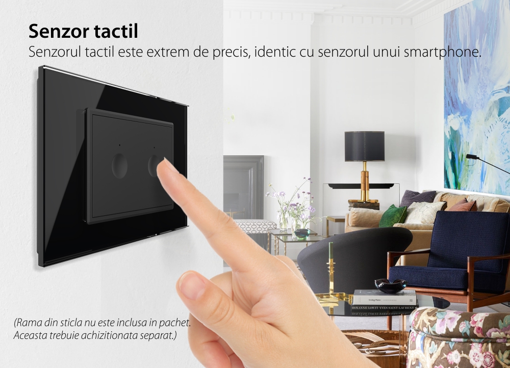 Modul intrerupator dublu cap scara / cruce cu touch Livolo standard Italian, protocol ZigBee, Serie noua