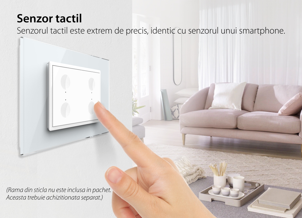 Modul intrerupator cvadruplu cu touch Livolo, protocol ZigBee, standard Italian, Serie noua