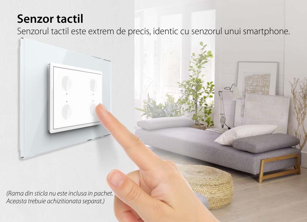 Modul intrerupator cvadruplu wireless cu touch Livolo standard Italian, Serie noua