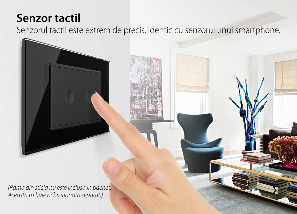 Modul intrerupator dublu cap scara / cap cruce cu touch Livolo standard Italian, Serie noua