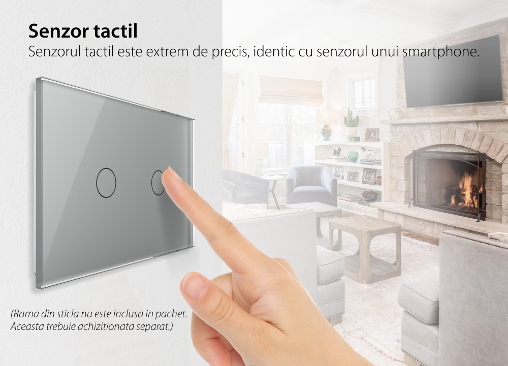 Modul intrerupator dublu cu touch Livolo standard Italian