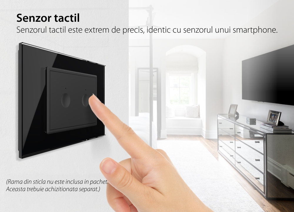 Modul intrerupator dublu cu touch Livolo, protocol ZigBee, standard Italian – Serie noua