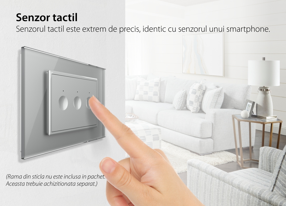 Modul intrerupator triplu cu touch Livolos, protocol ZigBee, standard Italian, Serie noua